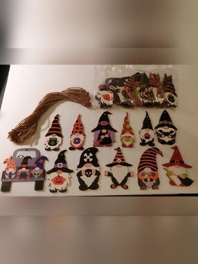 Halloween Wooden Gnomes Ornaments Set of 36 with String - Balsa Wood 2.5" - 3"
